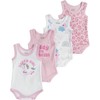 Chicco Baby Unisex Sleeveless Cotton Bodysuits Set, White/Rose, 18 months