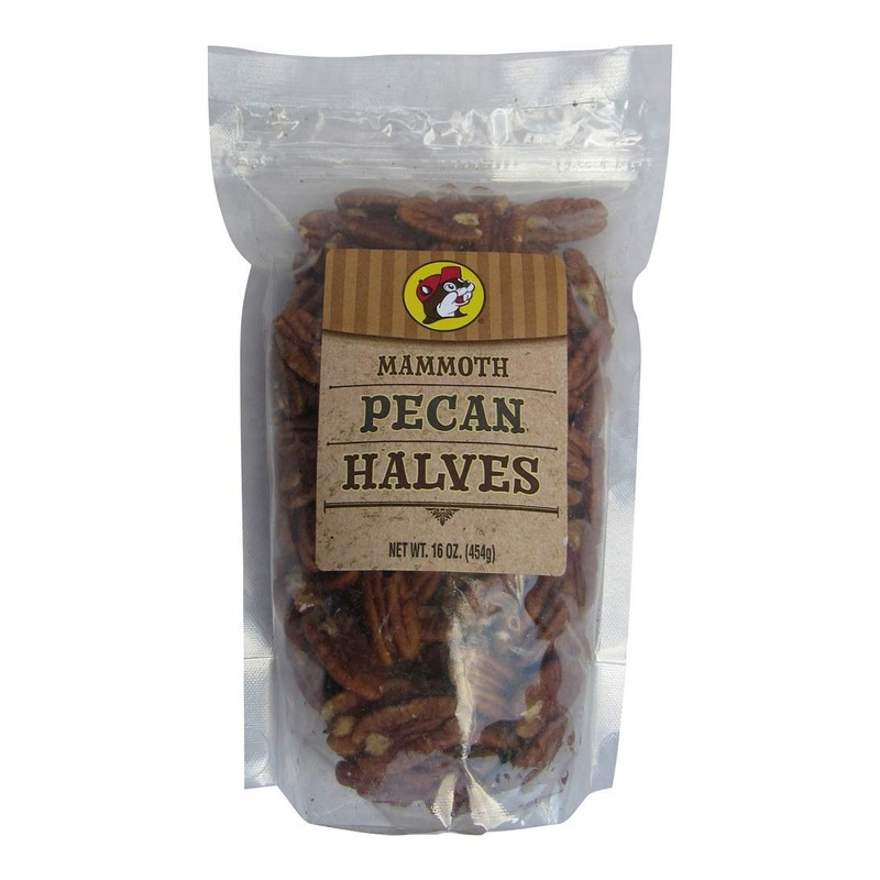 Buc-ees Mammoth Pecan Halves in a Resealable Bag, 16 Ounces