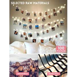 Mini Clothes Pins for Photo, Sturdy Natural Wooden Clothespins 150 Pcs 1 Inch with 33 FT Jute Twine, Small Clips for Crafts Display Baby Shower Game Hanging Decorative Pictures Weddings, Pink