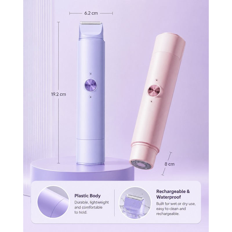 2-in-1 Electric Shaver for Women – Waterproof Rechargeable Razor &