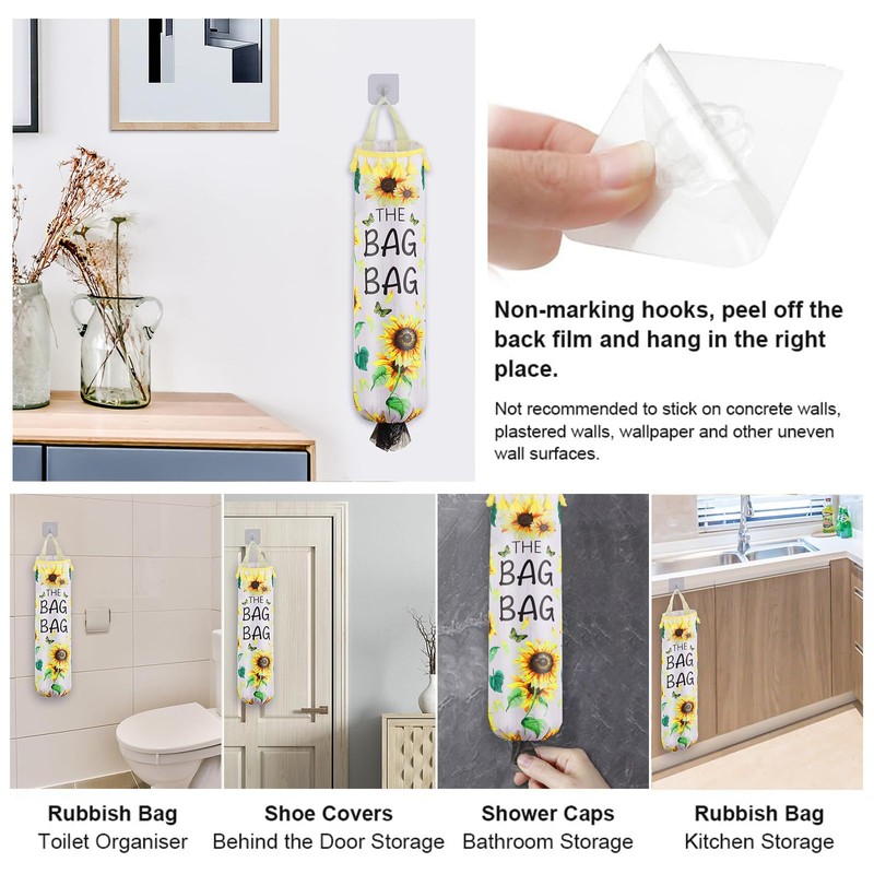 AOOTUERL Sunflower Plastic Bag Holder for Kitchen, carrier bag storage,