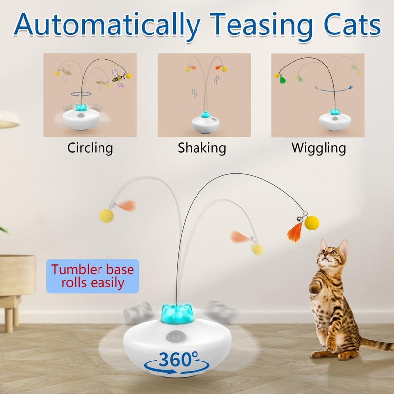 Oxawo Interactive Cat Toys Indoor Cats Toy Automatic Moving Feather