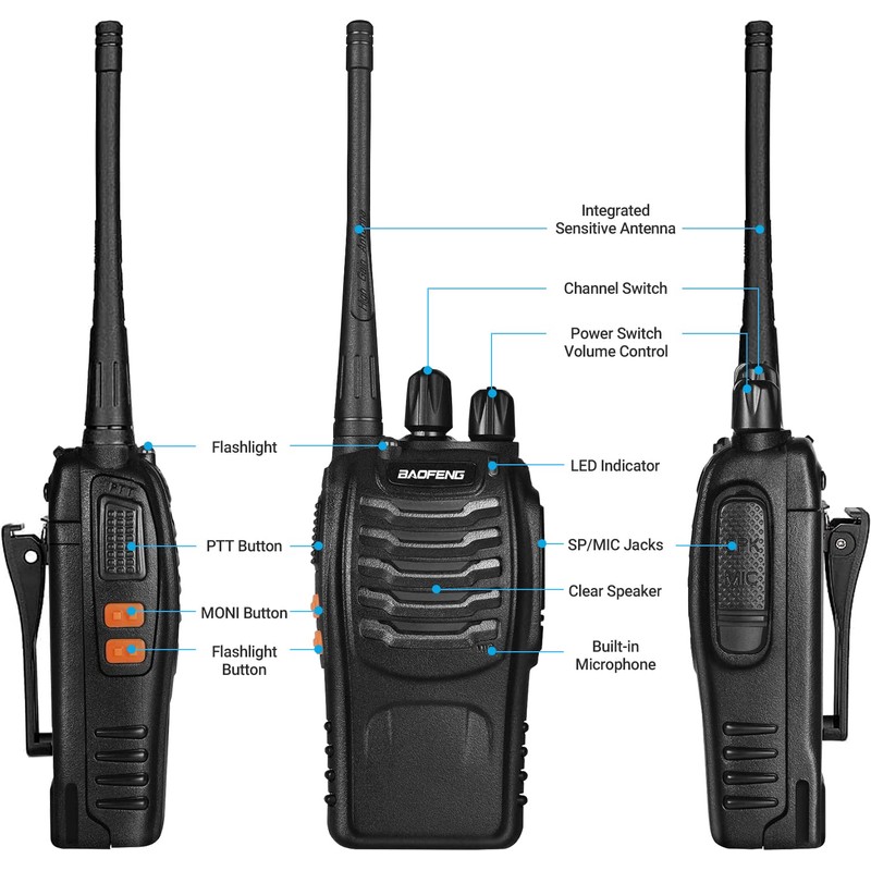 Baofeng Walkie Talkies bf-888s Professional Two-Way Radios Rechargeable Interphone Long