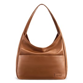 Kalidi Faux Leather Handbag Women's Bags Vintage Hobo Bag Tote Bag Women's Shoulder Bag Large Shopper with Zip for School Office Work Travel Excursion Shopping, brown