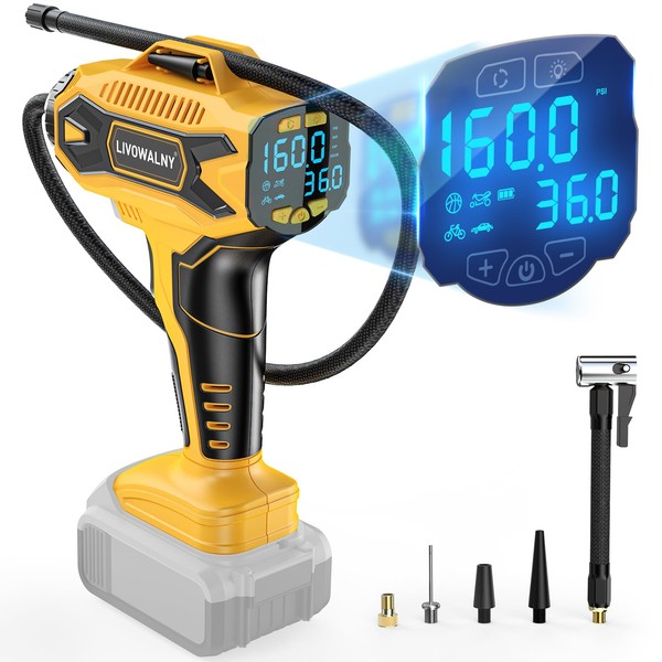 Tire Inflator Air Compressor Compatible with DeWalt 20v Max Battery Power,160PSI Cordless Portable Electric Air Pump with Digital Pressure Gauge for Car Motorcycles Bike Sport Ball Auto(no battery)
