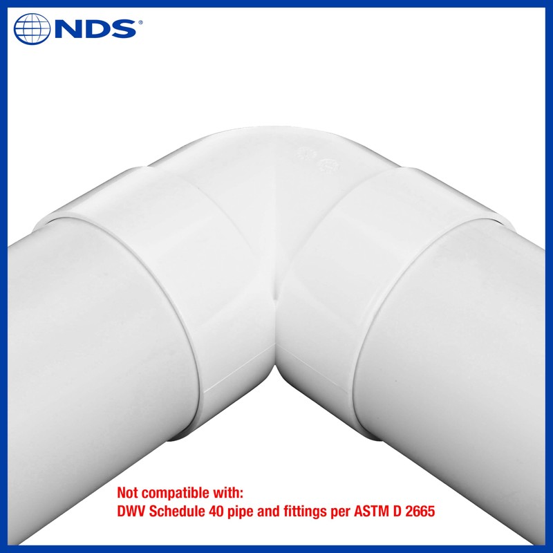 NDS 4P02 PVC 90-Degree Elbow, 4-Inch, for Hub X Hub