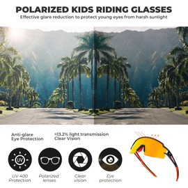 ROCKBROS Children's Cycling Polarized Sunglasses UV400 Protection Sports Kids Youth Glasses TR90 Flexible Frame for Boys Girls Outdoor Sports