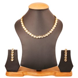 Touchstone "Contemporary Kundan Collection Indian Bollywood Traditional Handcrafted Elegant Kundan Polki Look Designer Jewelry Necklace Set In Antique Gold Tone For Women.