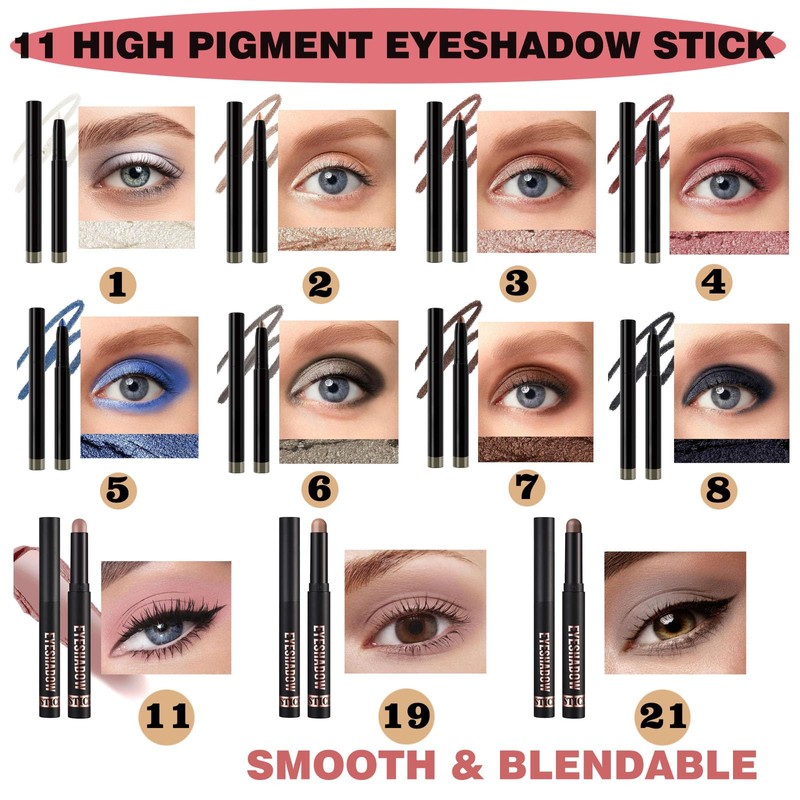 Brown Eyeshadow Pencil, Smooth Shimmer Cream Eyeshadow Stick, High Pigmented