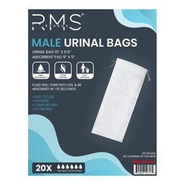 RMS BRANDS Male Urinal Bags, Medical Grade with High Absorbency, Convert Liquid to Gel, Odor Control, and Easy Disposal, Travel Urinal for Men (20 Bags)