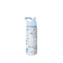 Simple Modern - Botella de agua Summit para niños con tapa de popote, vaso aislado de acero inoxidable de 18 onzas, para niñas, escuela, deseos florales de Cenicienta