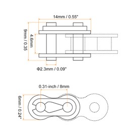 sourcing map 6Pcs Chain Master Connector Link Roller 8mm Pitch Stainless Steel Standard Connecting Split Links for 05B Chain