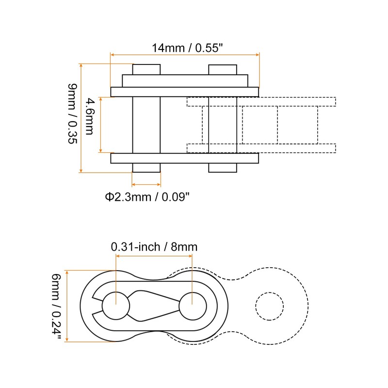 sourcing map 6Pcs Chain Master Connector Link Roller 8mm Pitch