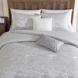 Tahari Home - Comforter Set, Jacquard 5-Piece Bedding with Matching Shams & Decorative Pillows, Ideal for All Seasons (Nikka Silver Grey, King)