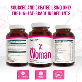 NUTRAWOMAN - Womens Multivitamins | Womens Vitamins - 30 Tablets - 27 Vitamins & Minerals - Daily Multivitamin for Energy & Health - with Probiotics, Biotin, Folic Acid & Methyl B12 - NutraVit