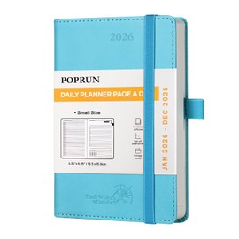 POPRUN TJ-26-CELBTA6-BG A6 Daily Planner 2026 Soft Cover 25 Planners Per Page 1 Hour Interval Appointment Diary Inner Pocket (Teal)