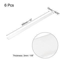 MECCANIXITY 6 Pcs Square Aluminum Flat Bar, 1/8" (3mm) Thick x 19/32" (15mm) Width x 12" (305mm) Long 6061 Aluminum Flat Plate Solid New Mill Stock Silver for Industrial Building