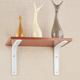 SAYAYO Wall Shelf Brackets White, 6 x 5 Inch Iron Metal Shelf Brackets L Shaped Corner Support Brackets for DIY Floating Shelf, 4 PCS