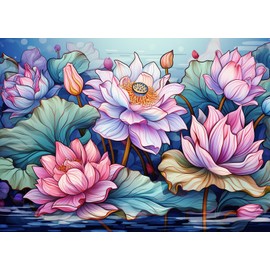Bullglesup Jigsaw Puzzles for Adults 1000 Pieces, Lotus Letter on Back Interlock Perfectly No Dust, Home Decors Family Challenge Toys for Men Women Elders Seniors (27.5"x19.6"), 1:1 Poster