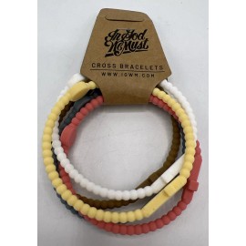 In God We Must In God We Must Cross Bracelet Religious Silicone 5 Pack Stretchy Small Bracelet