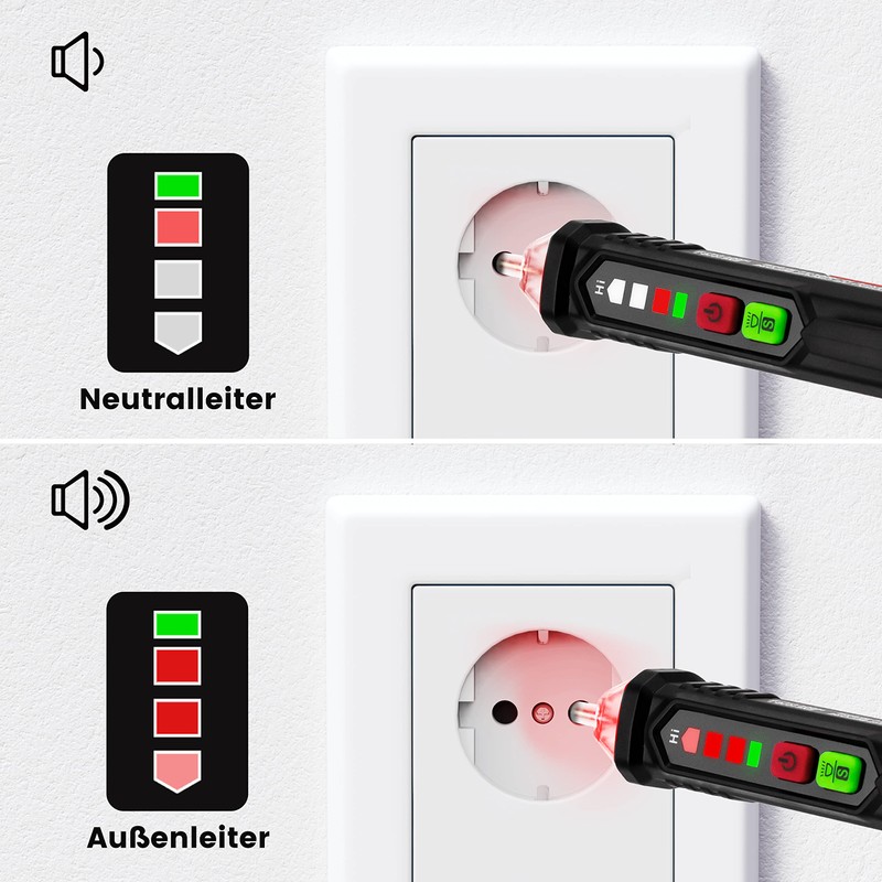 KAIWEETS Non-Contact Voltage Tester, Voltage Tester with Adjustable Sensitivity (12~1000V/48~1000V),