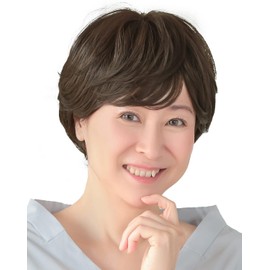 Aquadol rm002DRB Wig, Medical Hat, Short Curly, Pajama Wig, Full Wig, Women's, Natural Wig, One Size Fits Most, Chemicals, Hair Loss, Thin Hair, Gray Hair, Small Face Effect, Room Use, Travel, Stylish, DRB