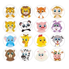 2000PCS Animal Stickers,1 Inch 32 Styles Cute Round Sea Ocean Land Animal Teacher Reward Motivational Stickers Potty Training Stickers School Supplies for Kids Classroom Party Decoration (Animal)