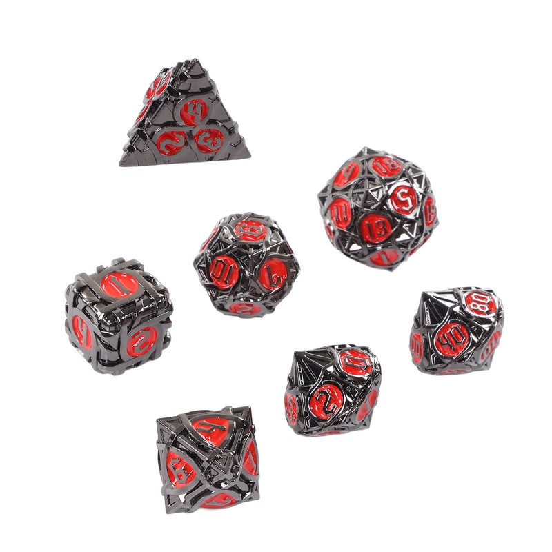 7pcs Solid Dice Kit Zinc Alloy Rolling Swirl Polyhedral Dices