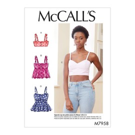 McCall Pattern Company McCall's M79585A Women's Close Fit Crop Tank Top Sewing Patterns, Sizes 4-22, various, WHITE