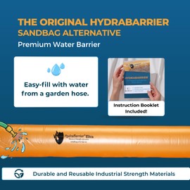 The Original HydraBarrier Ultra Flood Barrier – 6 ft Long x 6 in High – Light, Reusable Sandbag Alternative – Flood Control & Diversion Tube for Home, Garage, Door & Property Protection