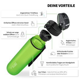 720°DGREE uberBottle Children's Water Bottle, 350 ml, softTouch with Sieve, Leak-Proof, BPA-Free Bottle for Kindergarten, School, for Girls and Boys from 3 Years, Small, Lightweight, Shockproof