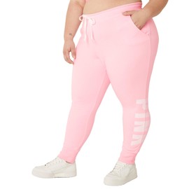 Victoria's Secret Women's Pink Logo Fleece Jogger Sweatpants, Light Pink, L
