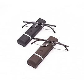 KoKoBin Lesebrille 2 stueck mit Ultraleichtem TR90 Rahmen Lesehilfe Halbbrille aus Metallrahmen mit Halbrahmen Sehehilfe mit Brillenetui f√ºr Damen und Herren +3.25