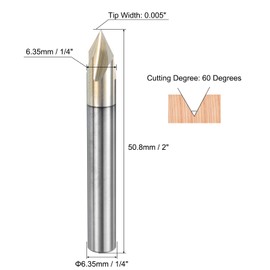 uxcell 2 Pcs 60 Degree V Groove Engraving Router Bit for CNC Tip and 4 Flutes 1/4 Inch Shank Carving Bit Nano Coated Carbide End Mill for Carving Engraving