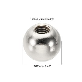 PATIKIL 20pcs M5x0.8mm Ball Nut Knobs Carbon Steel Drilling Ball Cap Blind Hole Handle Nut Decoration for Furniture Lamp DIY Projects Silver Tone