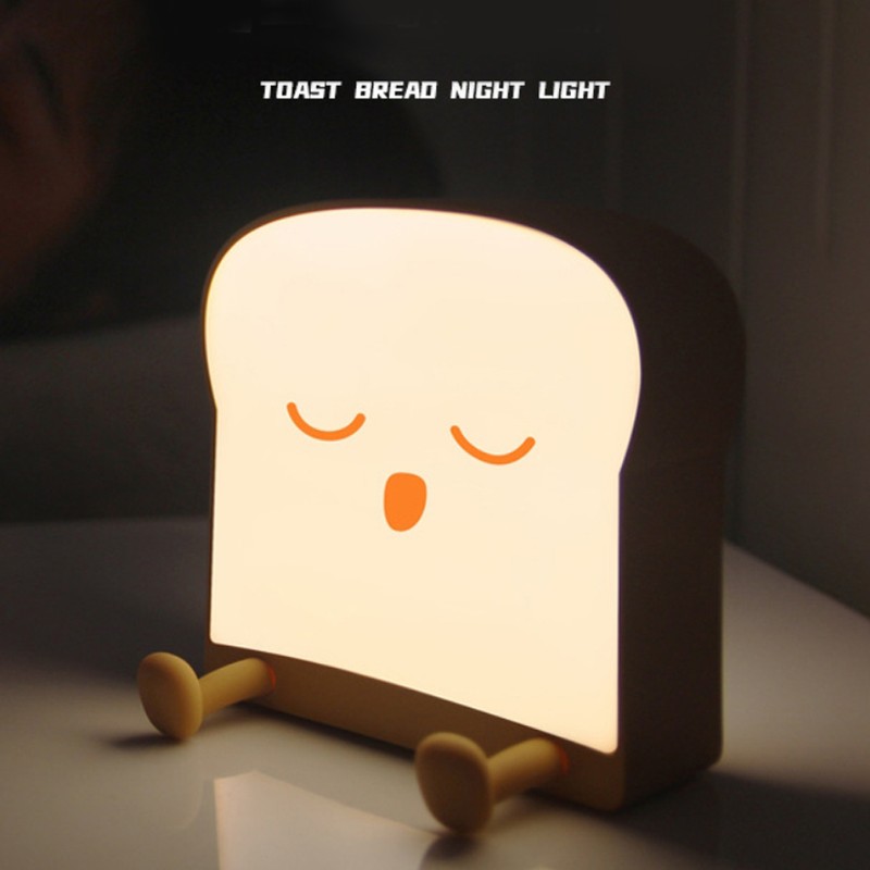 Cute Cartoon Night Light Toast Bread LED Night Lamp Rechargeable