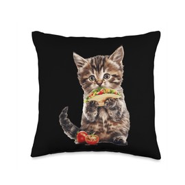Cat Tacos Throw Pillow
