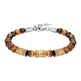 Feifuli Mens Bracelet Trendy beaded bracelets, Stainless Steel Bracelet Chain Bracelet with Clasp Adjustable (Model:RD-JN1283)