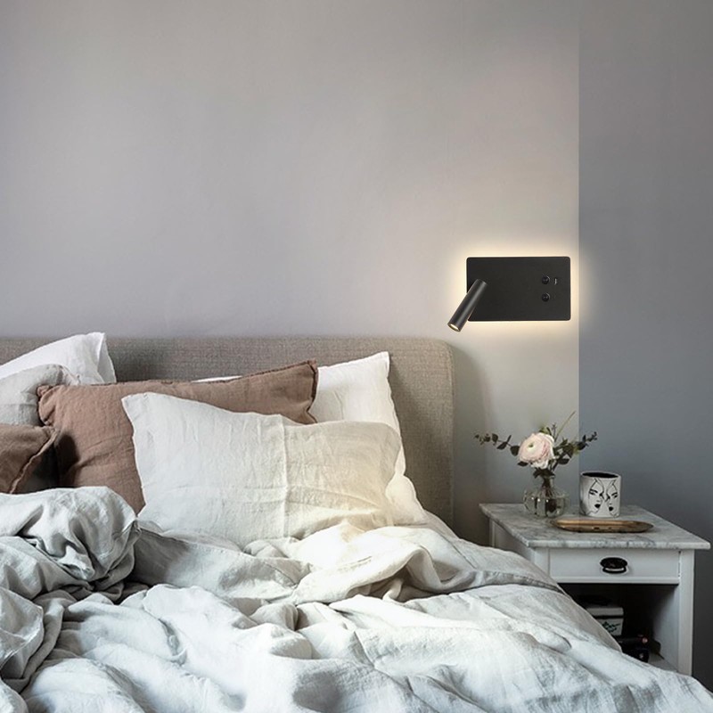 MOLUOLA LED Wall Lamp Wall Mounted Reading Lights, Adjustable Headboard