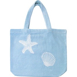 Delindo Lifestyle Miami XXL Terry Towelling Beach Bag, Lightweight and Foldable, 46 x 54 cm, 100% Cotton, Oeko-Tex 100, blue