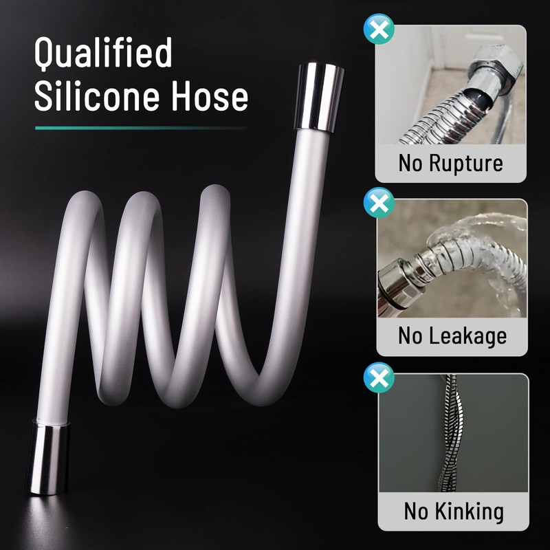 BriskSpring Bidet Hose Replacement, Ultra-Soft Silicone Shower Hose, 47 Inch