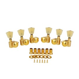 KAISH Gold 3+3 Locking Tuners 21:1 Locking Tuning Machines Locking Tuning keys with Vintage Keystone Buttons for USA LP/Les Paul/SG/ES/Acoustic Guitars