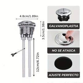 Brush & Style [3 Pieces] Double Flush Push Button for Toilet Cistern – Universal Replacement Toilet Button with Diameter 38 mm – Compatible with 38 – 43 mm Toilet Tanks – Bathroom Accessory