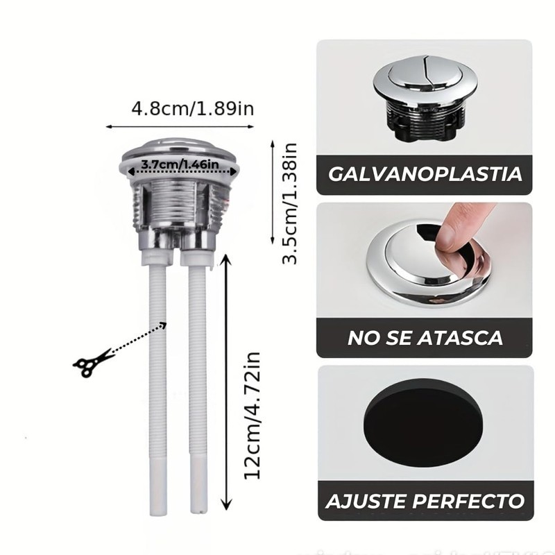 Brush & Style [3 Pieces] Double Flush Push Button for