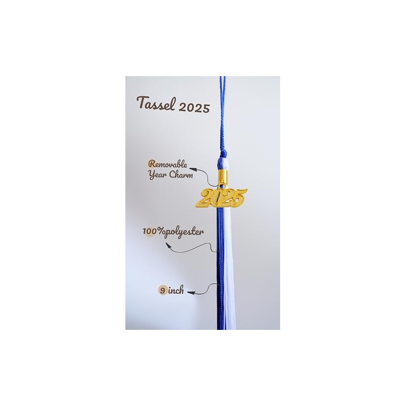 UIALECG Graduation Tassel 2025,Double Color Graduation Tassel with Gold Year