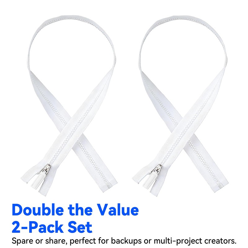 Deoward 2PCS #5 24 Inch Separating Jacket Zippers for Sewing