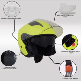 Milwaukee Helmets Open Face 3/4 Motorcycle Biker Rider Helmets for Men and Women | MPH98XX - Medium