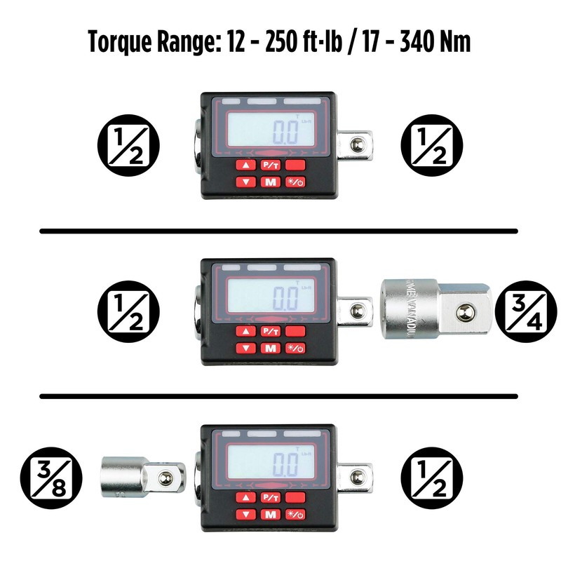 KAIFNT K553 Digital Torque Adapter, 1/2-Inch 12 to 250 ft·lbs,