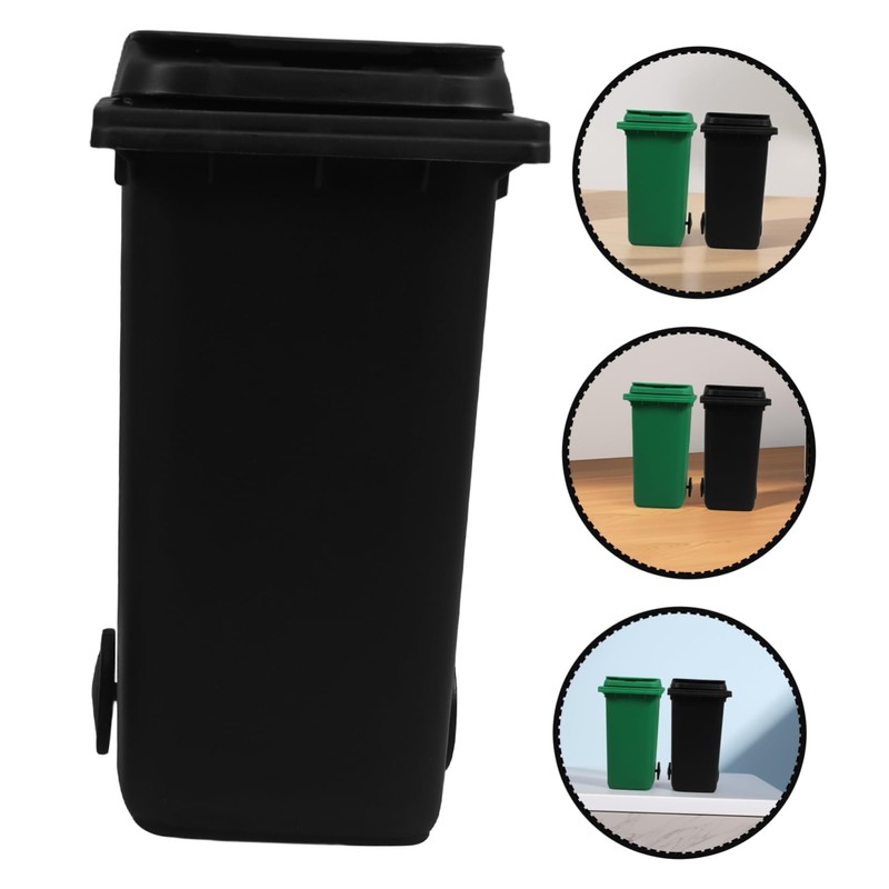 Operitacx 2pcs Recycle Bin Mini Wheelie Bin Trash Can Pencil