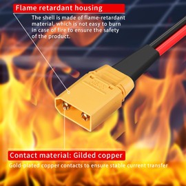 ELFCULB XT90 to O Ring Terminal Cable, 10AWG XT90 Male Connector to O Ring for RC Lipo Battery FPV Racing Drone Portable Power Station(2FT)